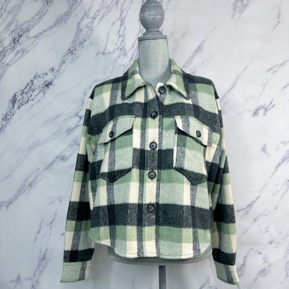 Joie | Green/Black Plaid Button-Down Shirt/Jacket | L - Picture 1 of 11